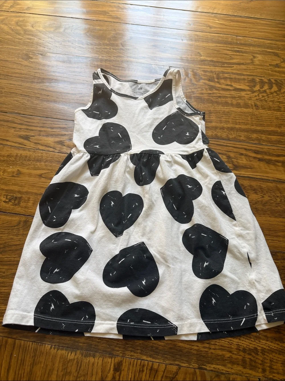 H&M Girls Solid Black and Black & White Heart Print Dresses